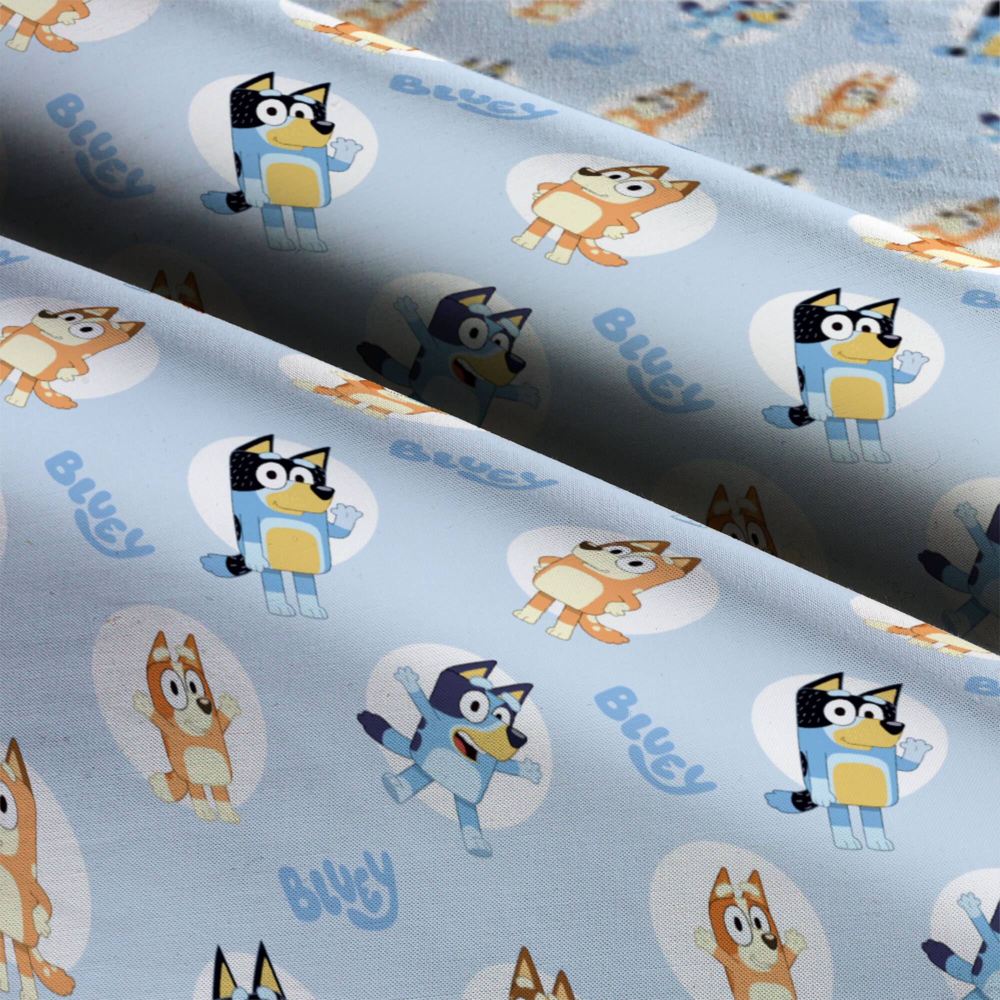 Bluey Circles Cotton Fabric